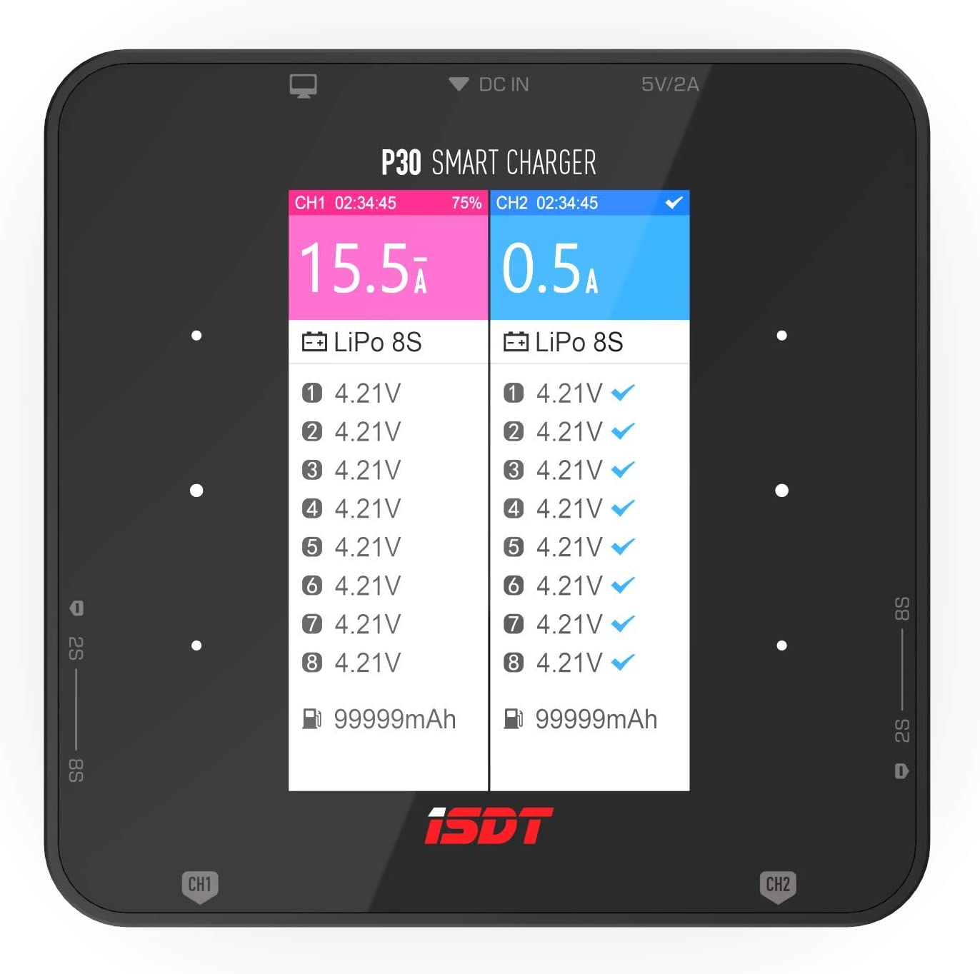 Caricabatterie Intelligente ISDT UC2 Per Batterie LiPo 1S-2S Con Porta USB E Connettore XH 2.54